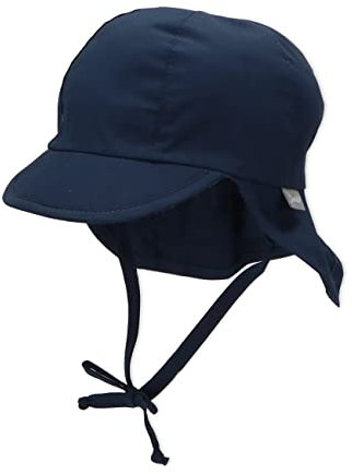 Sterntaler Unisex Kinder Schirmmütze mit Nackenschutz mit Bindebänder und Ohrenklappen Mütze, Marine, 43