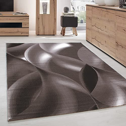 Carpettex Teppich 200x290 cm Braun Abstrakte Wellen Kurzflor