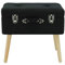 Happy Home Company 12053 Hocker Truhe Nachttisch Kommode Polsterhocker Truhenhocker mit Staufach Ottomane im Kofferdesign Baumwolle/Stoff SCHWARZ