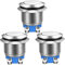 Gebildet 3pcs Pulsante Momentaneo Terminali a vite Pulsante Impermeabile in Metallo in Acciaio Inossidabile 19mm 2A 12V/24V/125V/250V(Testa Piatta)