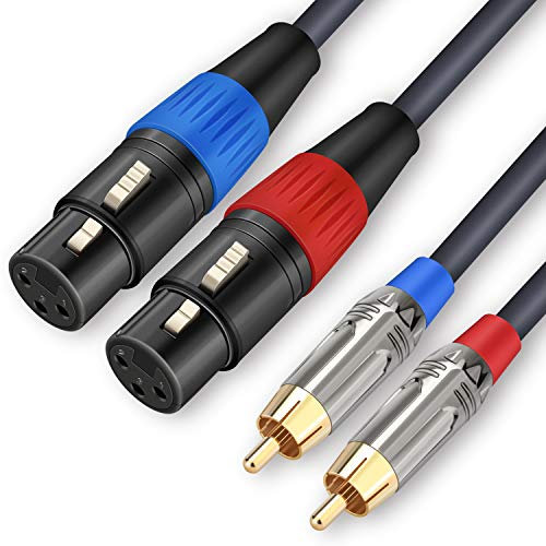 JOLGOO Dual XLR to RCA Cable, Dual XLR Female to Dual RCA Male Cable, 2 XLR Female to 2 RCA Male HiFi Audio Cable, 4N OFC Wire, for Amplifier Mixer Microphone, 3 Meters
