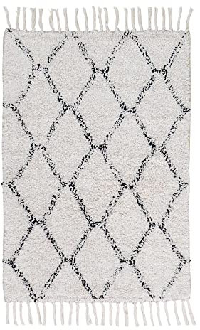 House Nordic Teppich GOA 60x90 cm Gemustert Baumwolle Weiß Rechteckig