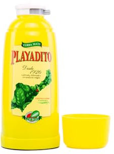 Playadito Thermo 1L – Doppelwandig, Glas-Innenbehälter, Kunststoff-Außenhülle, Hält Wasser 12 Stunden Warm, Ideal für Unterwegs und Büro