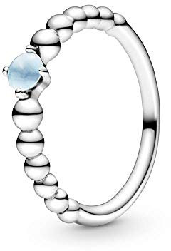 Pandora Sterling silver ring with sky blue crystal