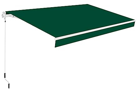 Smartsun Toldo Retráctil Exterior 3x2 Verde Poliéster – Lona Protección Solar UV - Estructura de Aluminio – Regulable en Inclinación – Manivela Incluida – Manual Enrollable Terraza Jardín Balcón