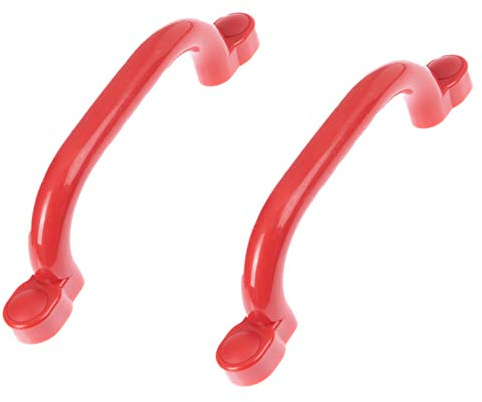 Playground Safety Handles - Outdoor Red Grab Handle Bars, Plastic Tree House or Playhouse Accessories, Backyard Playset Equipment Replacement Safety Parts for Monkey Bars, Jungle Gym, and More