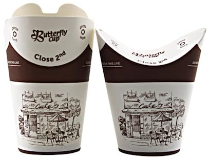 Butterfly Cup Enpack - 800 Stück Kaffeebecher mit Deckel - Papp Coffee To Go Behälter - 200ml/8 oz - Nachhaltiges Heiß und Kaltgetränk Gefäß - Umweltfreundlicher Alltagsbecher