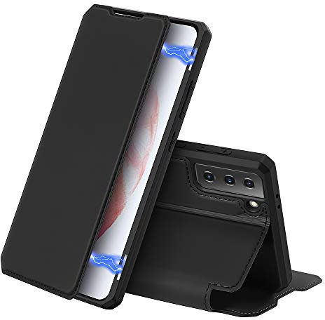 DUX DUCIS Hülle für Samsung Galaxy S21 5G, Premium Leder Magnet Flip Schutzhülle Handyhülle für Samsung Galaxy S21 5G Tasche (Schwarz)