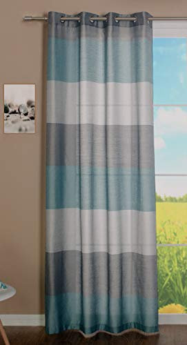 Wohntrends für Ihr Zuhause Ösenschal Petrol/grau gestreift | Maxima | BxH 140x245cm | Gardine | Vorhang | Schal