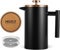 Miuly Cafetière 1000ml, 8 Cup Stainless Steel French Press Coffee Maker, Double-Walled Insulated French Press for Home and Office, With 2 Extra Filter and Coaster Mat (34oz, Black)