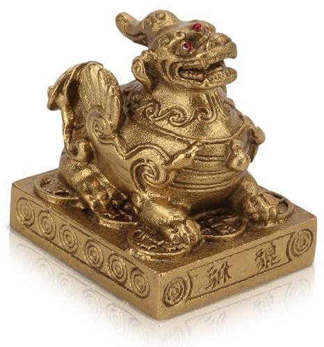 Cyrank Feng Shui Pi Yao Pi Xiu Statue, Chinesische Feng Shui Statue, handgefertigte Messing Reichtum Wohlstand Figur Viel Glück Home Office Desktop Dekoration