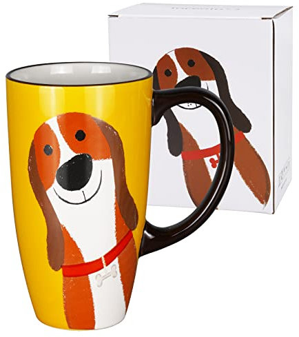 ToCooTo Ceramic Coffee Mug Porcelain Novelty Dog Mug for Dog Lover 20 oz Large Tea Mug Birthday Gifts for Women Men Mom Dad Kids Teacher & Best Friends Give for Christmas Holiday Yellow