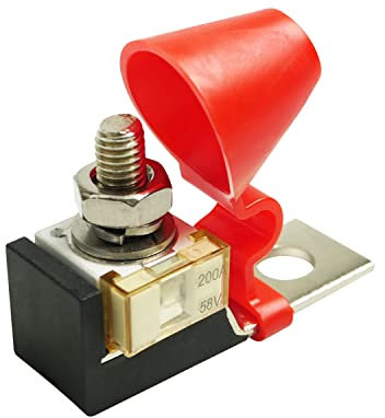 MRBF Terminal Fuse Block(Fuse Included) Fit for Bay Marine Supply, Single Stud 5/16 (M8) Compact Marine Rated Battery Fuse, 50V, 200A.
