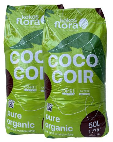 KOKOSFLORA 50 Liter Bag - Kokossubstrat - Reine Bio-Qualität - Packung mit 2 - (BLUMENERDE)