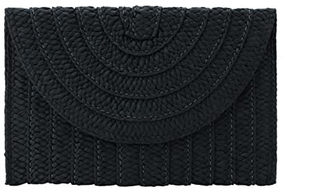 Syrads Straw Clutch Bag for Women Summer Clutch Purses Beach Envelope Clutches Purse Beach Bag,Black