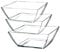 Konzept 11 - Salatschüssel Eckig Obstschale 19x19 cm 3 Stück Set | Glasschalen Transparent Snackschale Dickes Glas | Glasschüssel Spülmaschinenfest