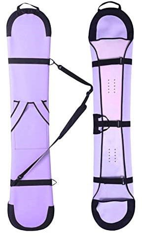 Snowboard Cover Sleeve Case mit Abnehmbarem Gurt, Snowboard-Schutz Softcover mit 360° Kantenschutz, Snowboard Cover Soft Fabric für Reisen Und Aufbewahrung(Color:Purple)