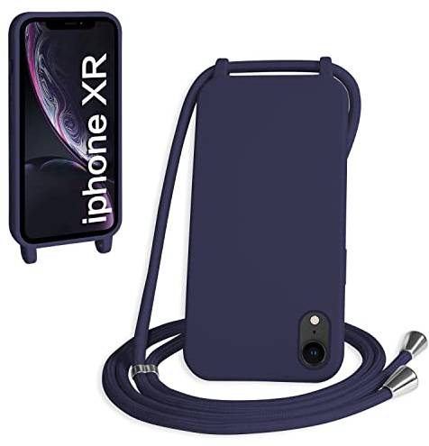WenBaby Handykette für iPhone XR Hülle mit Band,Handyhülle mit Schnur zum Umhängen Silikon Seil Necklace Schutzhülle mit Kordel Tasche Case TPU Bumper für iPhone XR- Marineblau