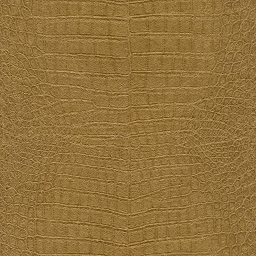 Rasch Tapete 751369 - Vliestapete mit Krokodil Lederoptik in Gold aus der Kollektion African Queen III