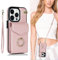 SINQERISHT Handykette Handyhülle für Apple iPhone XS Max Wallet Hülle PU Leder Case mit Kartenfach, Brieftasche mit 360° Ring Ständer und Trageband Klapphülle Magnetverschluss Cover(Roségold)