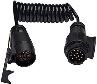 BEIJISTAR 1.6M Rallonge Remorque 13-7 Broches, 12V Rallonge Remorque avec Prise Mâle 13 Broches et Prise Femelle 7 Broches, Rallonge Spirale Câble Remorque, pour Camion Caravane RV Véhicules Agricoles
