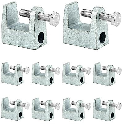 QWORK® 10 piezas soporte de abrazaderas para vigas, acero galvanizado, M12 (12 mm), para construcción de puentes, ingeniería de construcción