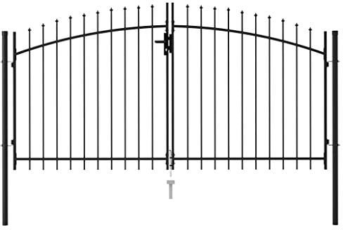WIFESE Cancela de valla doble puerta con puntas acero Puerta Jardin Metalica Vallas De Jardin Puertas Metalicas Exterior Verjas De Vallas Puerta De Verja PráCtica y Moderna negro 3x1,5 m