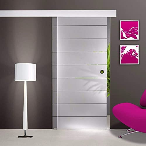 Sliding Door Track Kit Sliding Barn Door Hardware Hidden Track Kit 5ft-8.2ft ,Professional Aluminium Alloy Frameless Brushed Silver Hanging Rail for Glass Door (Size : 8.2ft/250cm Track kit)