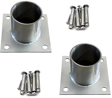 ZAQYCM Round Ground Anchor Kits for Wood Post, Deck Patio Balcony Fence Post Base Cover Flange with Screw, Stainless Column Base Brackets for Pergola Mailbox (Size : Dia 150mm(5.9 in))