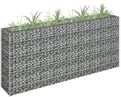 DJEKA Gabbione Metallico per Pietre e Sassi da Giardino - Letto Rialzato in Acciaio Zincato 180x30x90 cm
