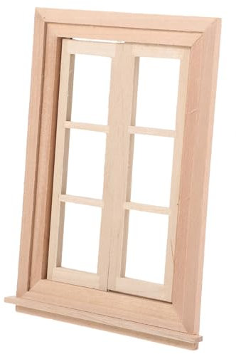 MILISTEN 1:12 Puppenhaus Minitür und Fenster 6 Scheiben Fensterrohling Fenstermöbel für Spielhäuser Puppenhaus-Fenstermöbel Modelle Puppenhaus aus Holz Feenfenster Miniatur