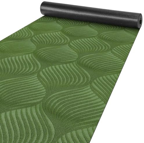 ANRO Läufer Flur Teppich Läufer Küchenläufer Küchenteppich Teppich Velours rutschfest waschbar für Flur, Schlafzimmer, Wohnzimmer, Küche Baker Grün 67 x 500cm