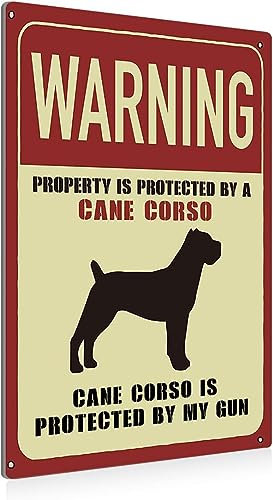 Geroclonup Warnschild mit Aufschrift Warning Cane Corso, Metall-Blechschild, Wanddekoration, Hundeschild für Zuhause, Tür, Outdoor, Dekoration, Geschenke, Hund, Metallschild, 20 x 30 cm