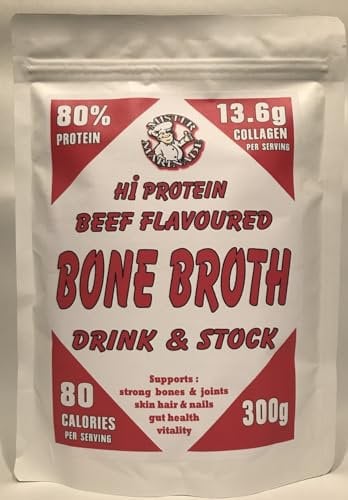 Bone Broth Beefy Drink and Stock 300g, 100% Natural Collagen & Protein Bone Broth from Sweden. Nutrition for Healthy Joints, Skin, Hair & Nails