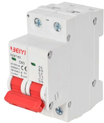 DC Interruttore Magnetotermico di Protezione Fotovoltaica, Interruttori Automatici di Sicurezza, 1000 V Protezione per Cavi Fotovoltaici, Interruttore di Separazione Solare (DZ47-63A)