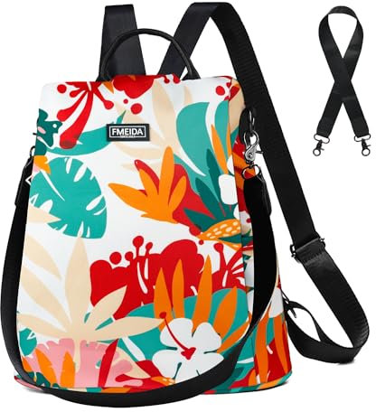 Fmeida Damen Rucksack Elegant Handtasche diebstahlsicher Taschenrucksack 2 in 1 Groß Rucksacktasche Wasserdicht Backpack Shopper Schultertasche Daypacks Tropischer Regenwald