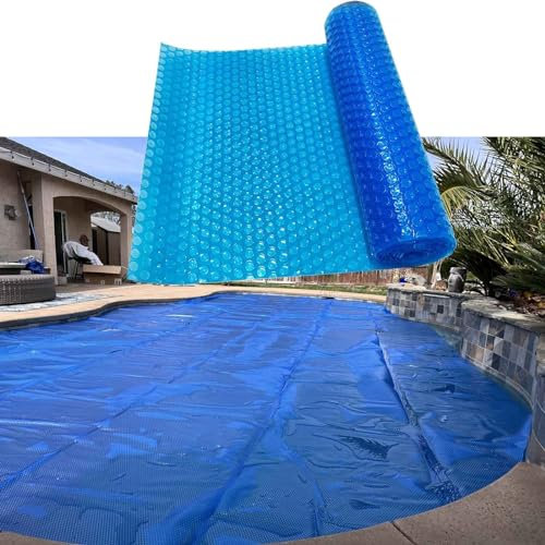 Pool Cover Poolabdeckplane Nierenförmige Pool-Heizdecke, extra große Solar-Poolabdeckung für oberirdische Pools/Inground-Pools/Spa & Whirlpools, 16 Mil Heavy Duty Bubble Floating-Decken, einfach zu sc