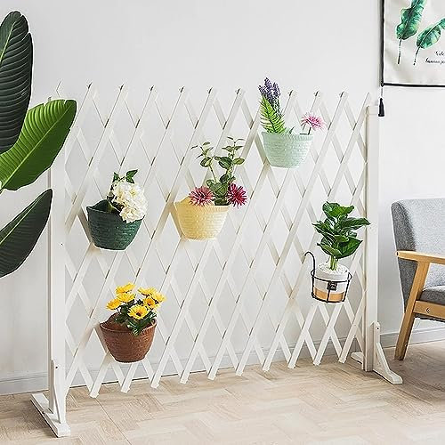 Weißer Garten-Sichtschutzgitter, teleskopischer Holzzaun, Haustier-Trennwand, Barriere, einfache Installation, Hotel-Restaurant-Trennwand, dekorativer Zaun (40 x 160 cm)