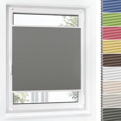 Jalousiescout Wabenplissee ohne Bohren Verdunklung—Thermo plissee Klemmfix Zweifarbig 105x120cm grau-Weiß, Sonnen-, Sicht- & Hitzeschutz Jalousie verdunklung für Fenster & Tür