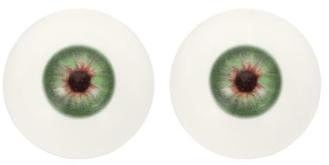 PATIKIL 32mm Safety Eyes,1 Pair Realistic Acrylic Eyes Plastic Half Eyeballs for Masks Halloween Props Art Craft, Red and Green