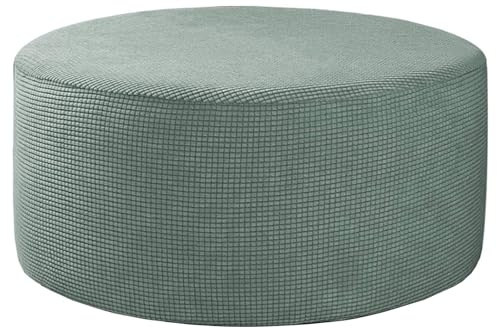 Odaima Hockerbezug Rund Fußhocker Bezug Ottomane Rund Schonbezug 40/50/60cm Stretch Jacquard Husse für Fußhocker Ottomanischer Hocker-Bezug Überzug Hocker Protector Waschbar(#9,55x55cm/22x22in)