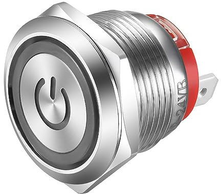 Gebildet Botón Pulsador de acero Inoxidable con Enclavamiento de 19mm, 20A/220V CA, LED azul, Resistente al agua, Interruptor SPST de 4 pines