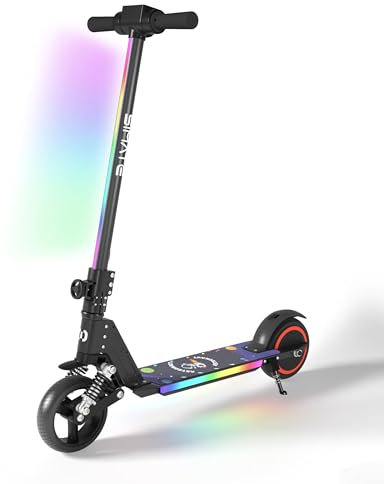 E-RIDES Elektroroller Kinder ab 6-12 Jahren,E Scooter mit Bunter Regenbogenlicht,5-8KM Reichweite,Faltbarer Elektro Scooter Kinder,130W Elektroscooter, Jugendliche