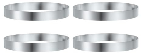 sourcing map 4Pcs Round Cake Ring 5.5 x 1 Inch Seamless Stainless Steel Pastry Mousse Dessert Ring Mirror Coating for Baking Cooking English Muffins Crumpet Making Tool