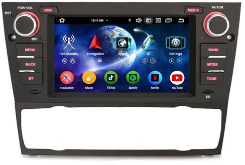 Erisin 8-Core Android 14 4GB+64GB Autoradio per BMW Serie 3 E90 E91 E92 E93 M3 7 IPS Schermo tattile Supporto GPS Navigatore Senza fili CarPlay Android Auto WiFi 4G DAB+DSP Bluetooth 5.0 OBD2 CanbusV