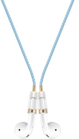 Lawonda Halteband Kompatibel mit AirPods 1/2/ 3, AirPods Pro/Pro 2, PU Leder Anti-Verlust-Umhängeband für AirPods Strap Halter Band Halterung Magnetisch Sport-Saiten-Umhängeband Blau Gold