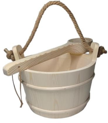 Dualoai 6L Sauna Bucket And Ladle with Handle Sauna Accessories Milk Pail for Bathroom Bathtub