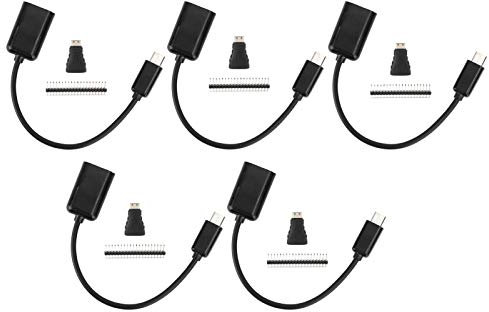 Rankomu Lot de 5 adaptateurs HDMI femaleto MiniHDMI mâle, câble micro USB vers OTG, adaptateur HDMI femelle vers mini HDMI mâle, en-tête GPIO pour Raspberry Pi Zero, connexion,