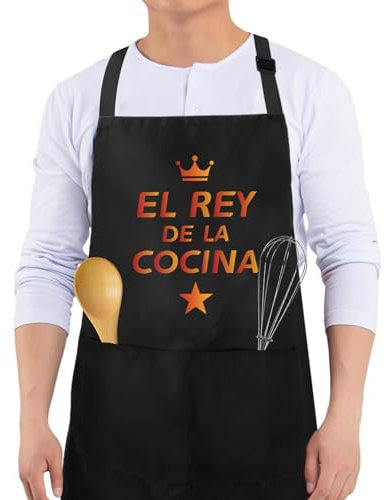 Wixelon Delantal Cocina Hombre y Mujer, Delantal Masterchef, Regalo Ideal para Cocineros, Impermeable, Versátil, Talla Única, Negro