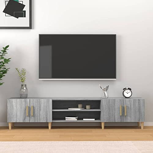 Gecheer Mobile TV Moderno Grigio Sonoma 180x31,5x40 cm in Legno Multistrato, Tavolino Porta TV